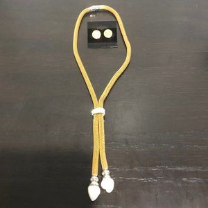 Gold w/Pearls and Diamond Necklace & Earrings set